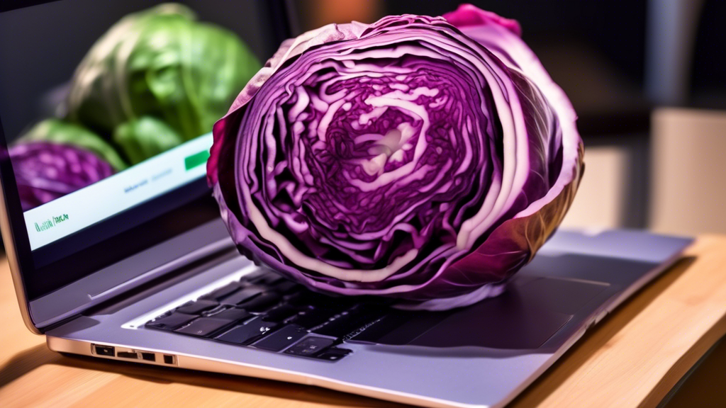 Here is a DALL-E prompt for an image related to the article title Order Fresh Red Cabbage Online: Crisp and Colorful Red Cabbage:nnA vibrant still life featuring a whole fresh head of red cabbage, its